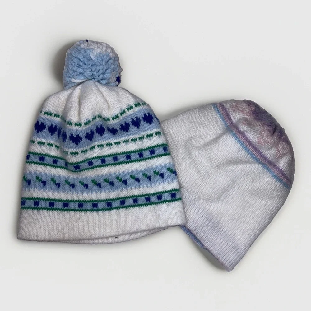 Lot Of 2 1980s Vibe Retro Hipster Grannycore Knit Beanies Adult Onesize